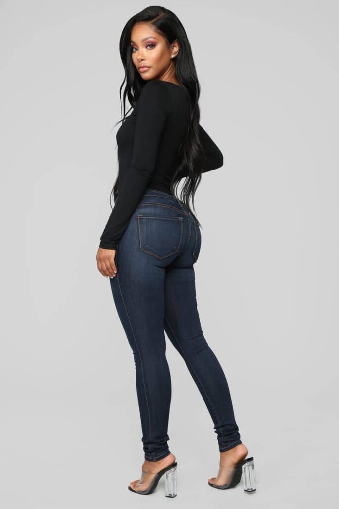 Mid rise skinny jeans for women