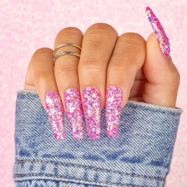 Pink Nail Ideas with Glitter