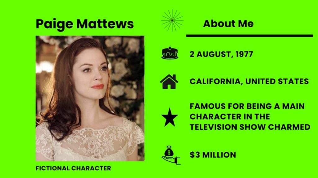 Paige Matthews Net Worth, Wiki, Height, Age, Family, Husband and Career Paige Matthews is a fictional character from the American television series Charmed.