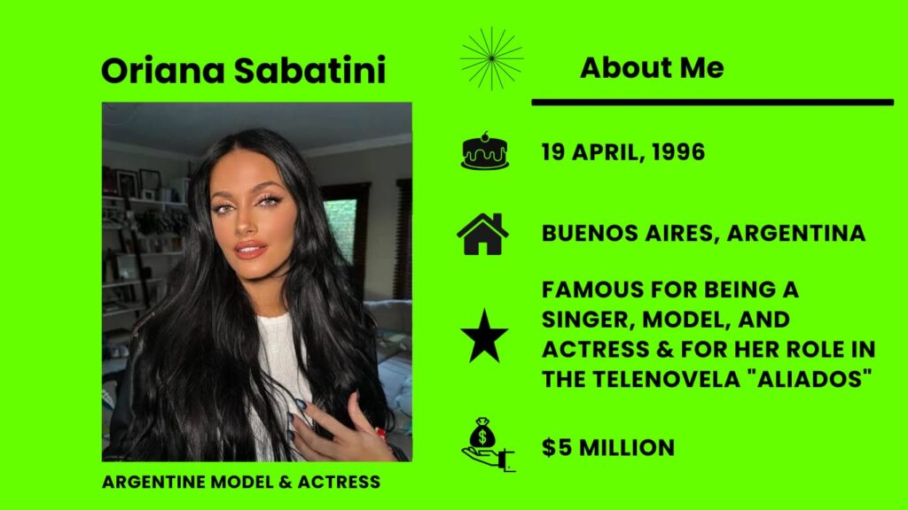 Oriana Sabatini is a Argentine artist known for her work as a singer, model, and actress.