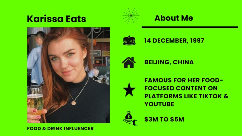 Karissa Eats Net Worth, Wiki, Height, Age, Family, Husband and Career Karissa Eats is a popular American food vlogger, performer, and social media influencer.