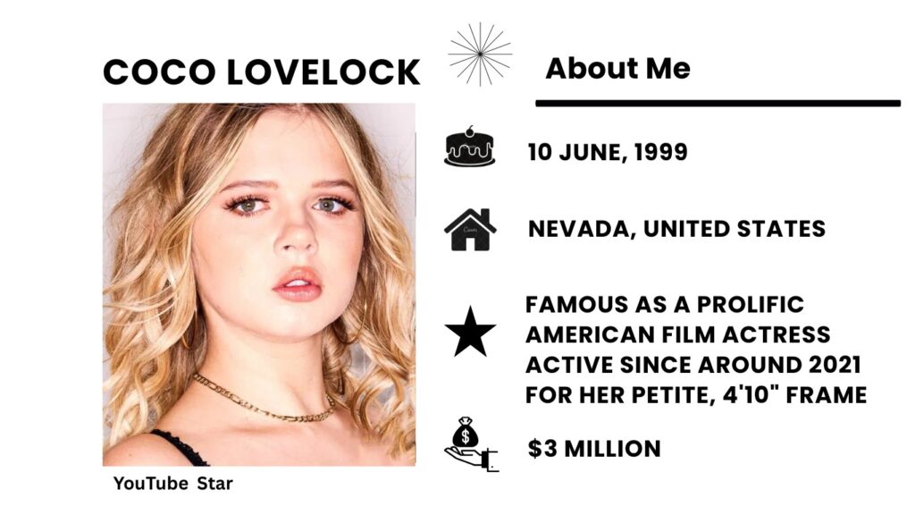 Coco Lovelock Height, Wiki, Age, Family, Husband, Net Worth and Career Coco Lovelock is a model and actress from America, mainly known for acting in adult movies.