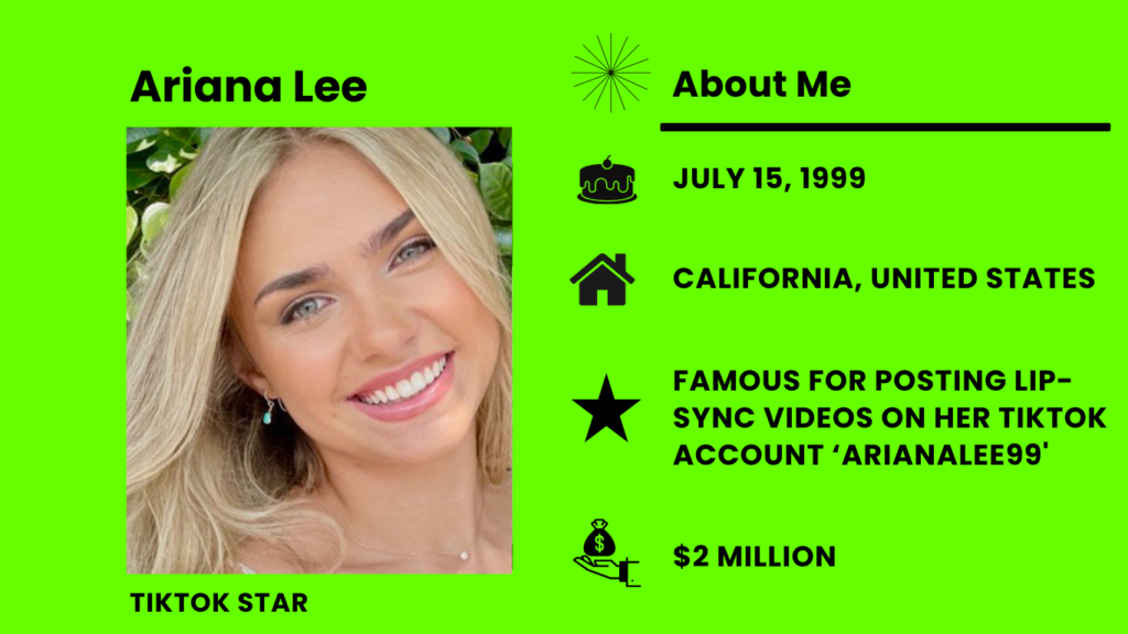 Ariana Lee Bonfiglio Net Worth, Wiki, Height, Age, Family, Husband and Career Ariana Lee Bonfiglio also known as Ariana Lee, is a TikTok star and online personality.
