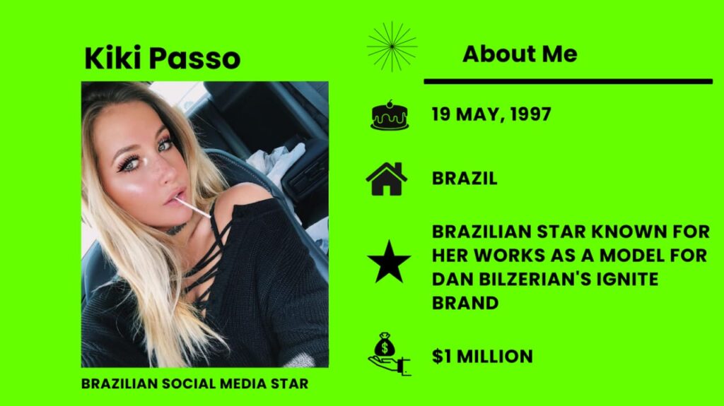 Kiki Passo Net Worth, Wiki, Height, Age, Family, Husband and Career Kiki Passo is a Brazilian-American model, social media personality, and content creator.
