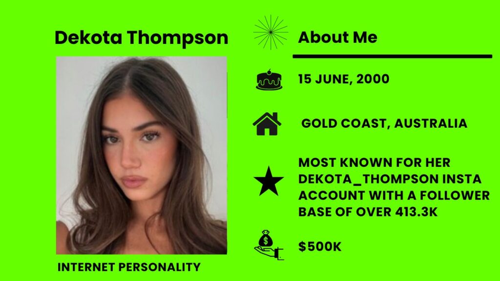 Dekota Thompson Net Worth, Wiki, Height, Age, Family, Boyfriend and Career Dekota Thompson is an Australian social media personality, model, and content creator.