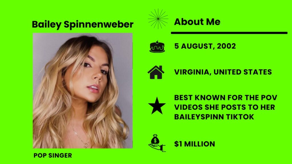 Bailey Spinnenweber Net Worth, Wiki, Height, Age, Family, Boyfriend and Career Bailey Spinnenweber works with social media on TikTok, Instagram, and YouTube, and is known online.