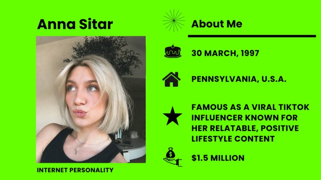 Anna Sitar Net Worth, Wiki, Height, Age, Family, Boyfriend and Career Anna Sitar is a well-known TikTok personality.