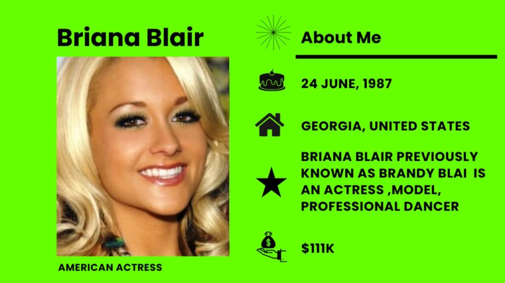 Briana Blair Net Worth, Wiki, Height, Age, Family, Boyfriend and Career Briana Blair is a US model and actress famous around the world work in movies, magazines, and ads.