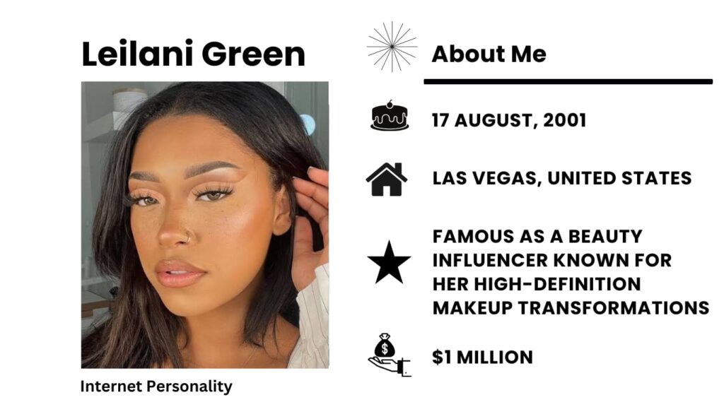 Leilani Green Net Worth, Wiki, Height, Age, Family, Boyfriend and Career Leilani Green born on August 17, 2001, is a famous American model, TikTok user, Instagram user, YouTube user, and online personality.
