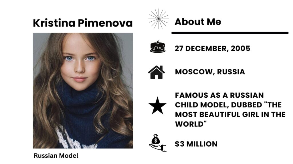 Kristina Pimenova Net Worth, Wiki, Height, Age, Family, Boyfriend and Career Kristina Pimenova real name is Kristina Ruslanovna Pimenova, is a young model from Russia.
