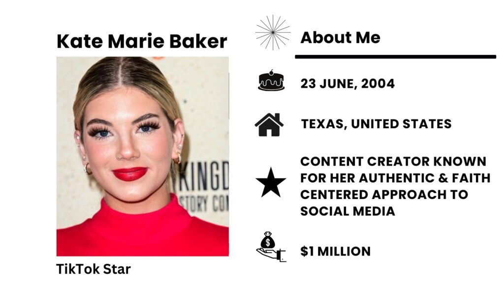 Kate Marie Baker Net Worth, Wiki, Height, Age, Family, Husband and Career Kate Marie Baker is the energetic person responsible for the interesting TikTok videos that have become very popular online.