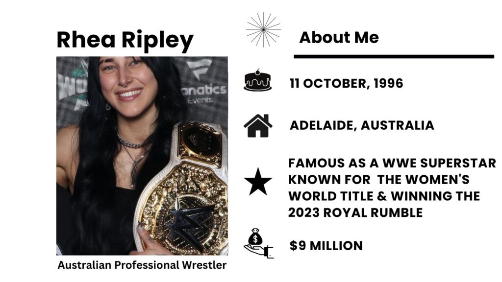 Rhea Ripley Net Worth, Wiki, Height, Age, Family, Husband and Career hea Riple is a very good wrestler from the country of Australia.