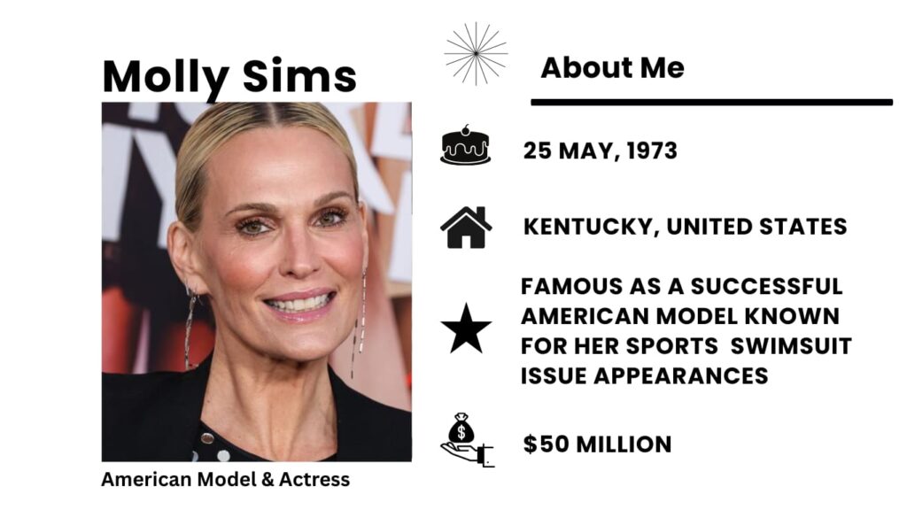 Molly Sims Net Worth, Wiki, Height, Age, Family, Husband and Career Molly Sims is a performer and fashion model from America.