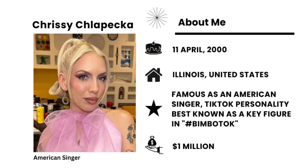 Chrissy Chlapecka Net Worth, Wiki, Height, Age, Family, Boyfriend and Career Chrissy Chlapecka was born on April 11, 2000 is a singer from America is also famous on TikTok.