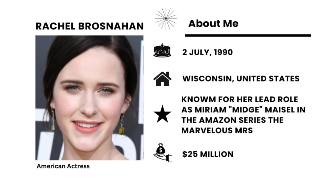 Rachel Brosnahan Net Worth, Wiki, Height, Age, Family, Husband and Career Rachel Brosnahan is an actress and producer from America known for her great acting as Miriam “Midge” Maisel.