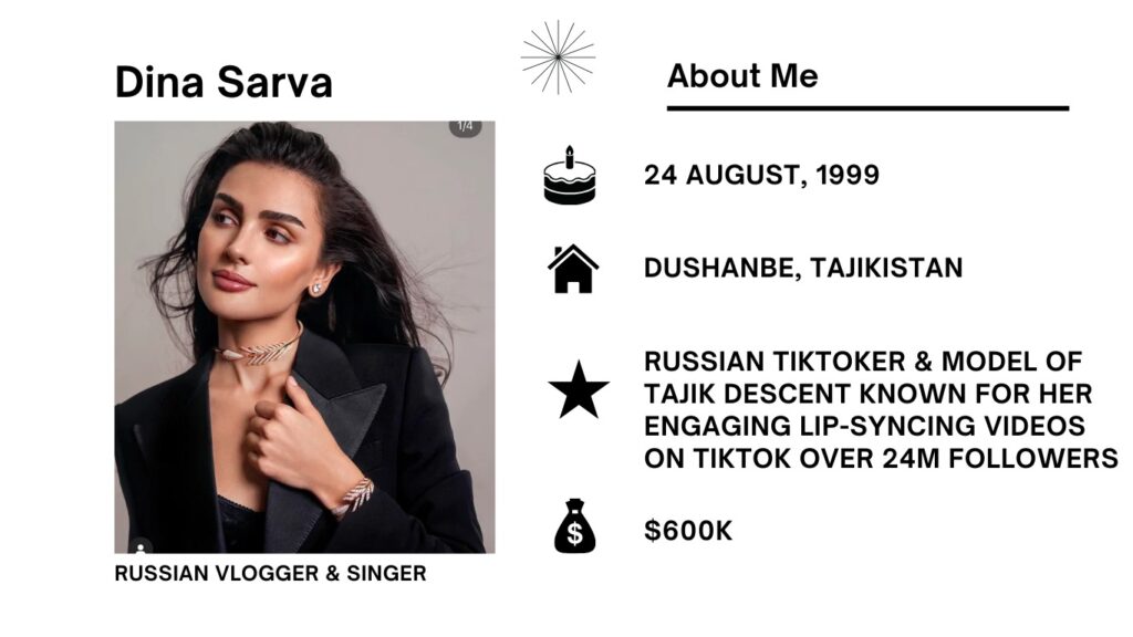 Dina Saeva Net Worth, Wiki, TikTok, Height, Age, Family, Boyfriend and Career Dina Saeva remains a Russian model, social media influencer, TikTik, and Instagram star hailing from Moscow, Russia.