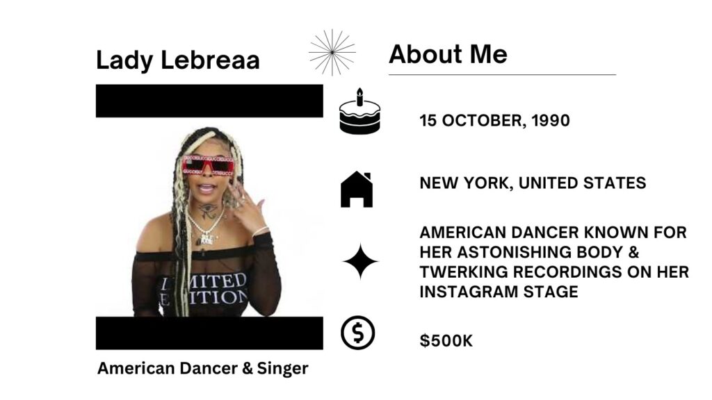 Lady Lebraa Age, Wiki, Net Worth, Songs, Height, Boyfriend and Career Lady Lebraa age is 35 years old as of 2025 making her was born on 15 October, 1990, in Buffalo, New York, United States.