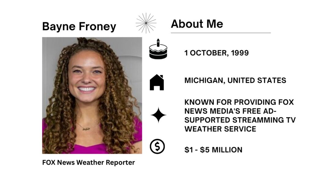Bayne Froney Net Worth, Salary, Wiki, Age, Height, Husband and Career Bayne Froneyis a well known American meteorologist employed as a meteorologist and weathercaster at WLEX TV LEX 18 News in Lexington, Kentucky.
