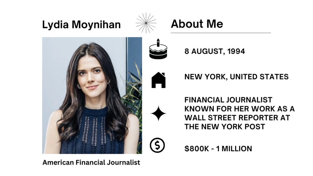 Lydia Moynihan Net Worth, Salary, Wiki, Age, Height, Parents, Husband and Career Lydia Moynihan is a skilled American journalist who has become one of the most familiar financial correspondents in New York media outlets.