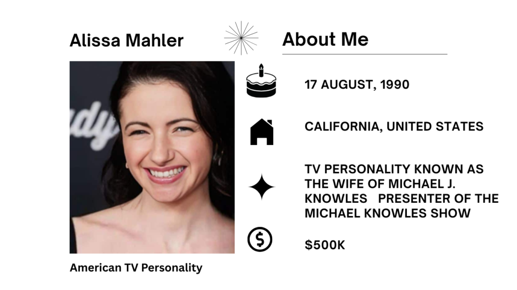 Alissa Mahler Net Worth, Husband, Wiki, Age, Height, Family and Career Alissa Mahler stands as a growing social media personality and public figure who has gained notice for her ties to many well-known individuals, most notably Michael Knowles.