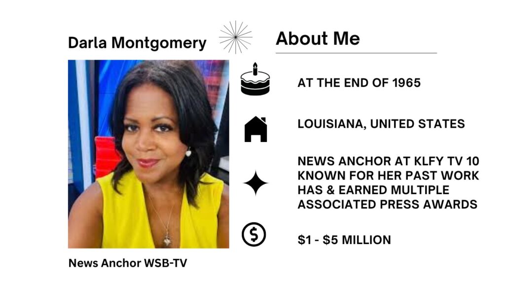 Darla Montgomery Net Worth, Salary, Wiki, Age, Height, Parents, Husband and Career Darla Montgomery is employed at KLFY TV 10 in Lafayette, LA working as a weekday anchor.