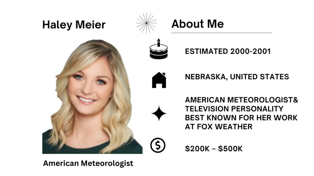 Haley Meier Net Worth, Husband, Wiki, Age, Height, Fox News and Career Haley Meier functions as an on-air meteorologist with FOX Weather and presently leads FOX Weather @ Night.