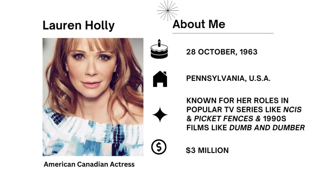 Lauren Holly Body Measurements, Height, Wiki, Age, Parents, Husband, Movies and Career Lauren Michael Holly was born October 28, 1963 happens to be an American-Canadian actress.