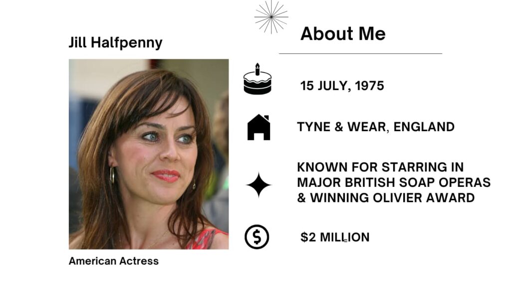 Jill Halfpenny Net Worth, Wiki, Age, Height, Boyfriend, Drama and Career Jill Halfpenny remains an esteemed English actress celebrated for her significant efforts in television, stage productions, and dance.
