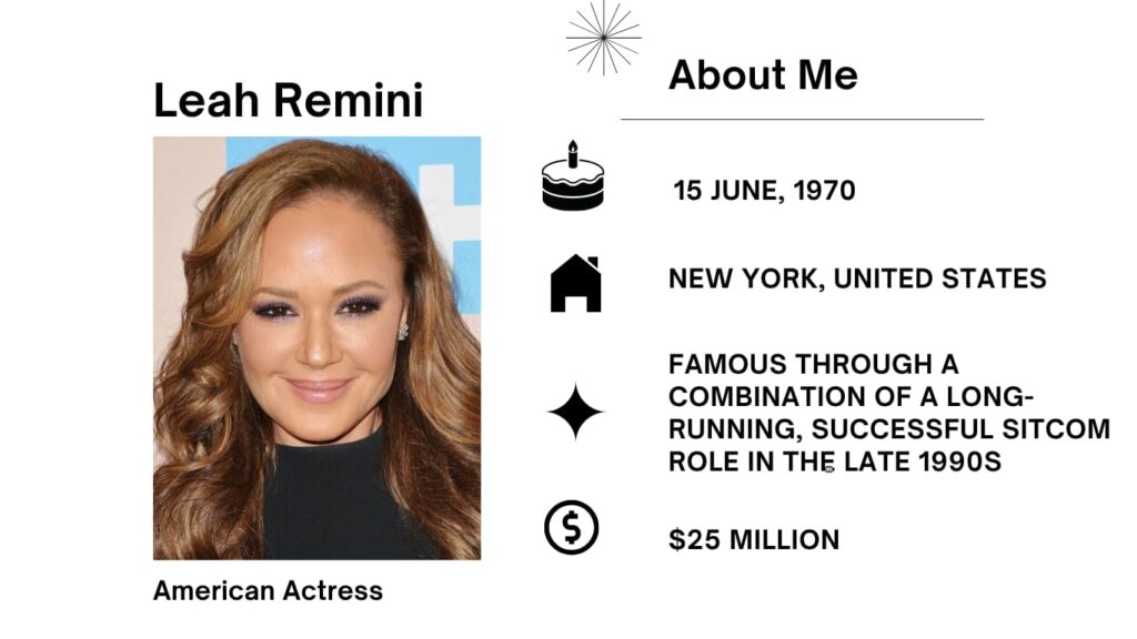 Leah Remini Net Worth, Husband, Wiki, Age, Height, Parents, Movies and Career Leah Marie Remini is a famend American actress and tv host, celebrated particularly for her function as Carrie Heffernan on the loved sitcom "The King of Queens".