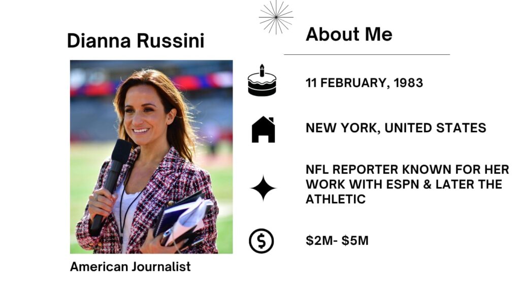 Dianna Russini Net Worth, Husband, Wiki, Age, Height, Parents, Sports Journalism and Career Dianna Russini has installed herself as one of the fundamental NFL insiders in modern-day sports activities journalism.