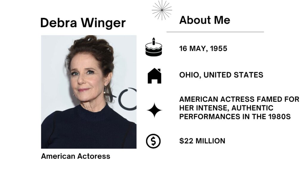 Debra Winger Height, Net Worth, Husband, Wiki, Age, Parents, Movies and Career Debra Winger full name is Debra Lynn Winger, is an American actress famend for her emotionally wealthy performances in movie and television.