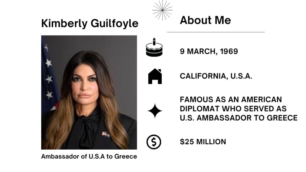 Kimberly Guilfoyle Net Worth, Husband, Wiki, Age, Height, Parents, TV Personality and Career Kimberly Ann Guilfoyle was born on March 9, 1969 is an American diplomat, media personality, and former prosecutor who has served as the United States.