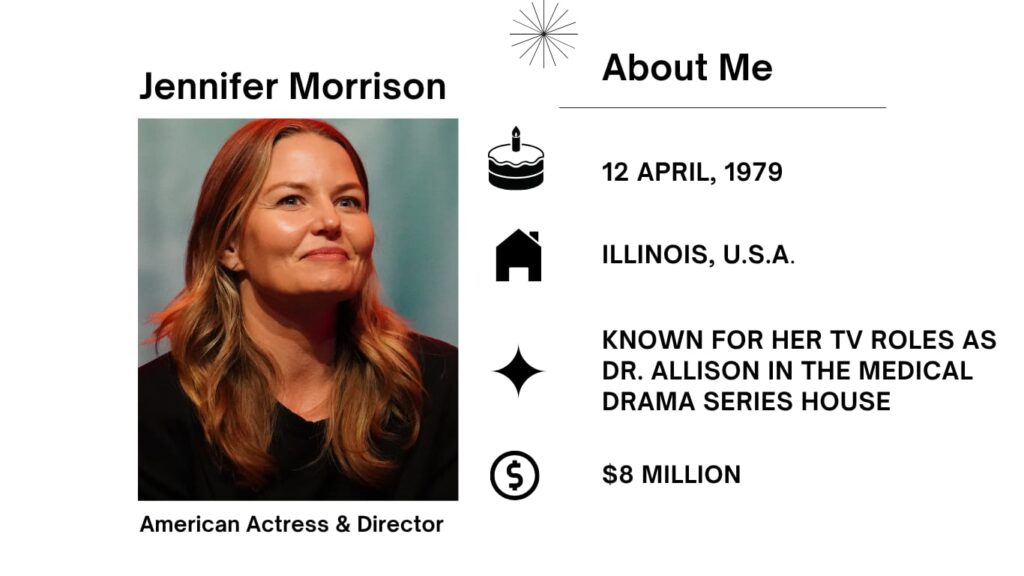 Jennifer Morrison Net Worth, Husband, Wiki, Age, Height, Parents, Movies and Career Jennifer Marie Morrison was born on April 12, 1979 is an American actress and director