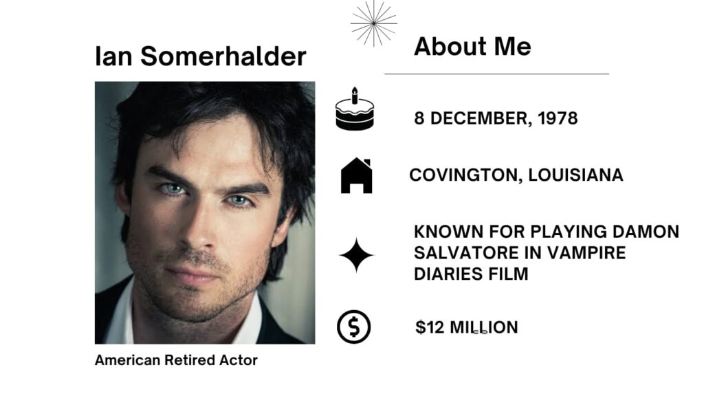 Ian Somerhalder is an Actor, Model, Director, and Environmentalist. He won cognizance for his function as Damon Salvatore in the hit tv sequence The Vampire Diaries.